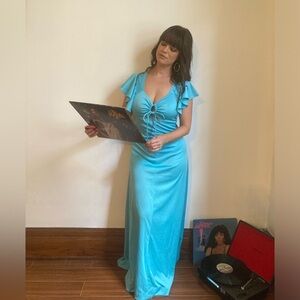 Vintage 1970s Blue Maxi Dress